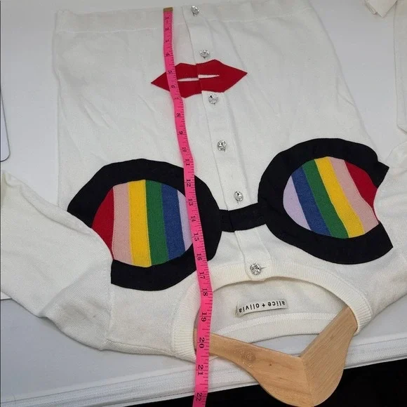 Alice + Olivia Ruthy Rainbow Pride Staceface Appliquéd Cotton-blend Cardigan. - Picture 7 of 10